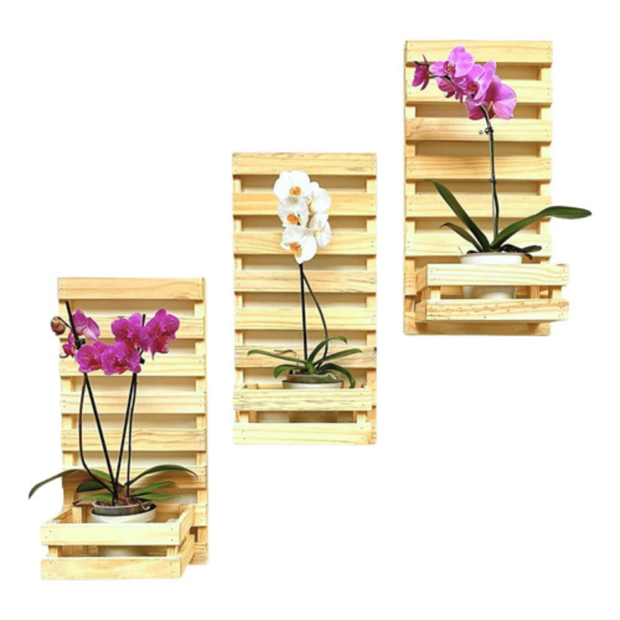 Wooden Panel Vertical Garden Plants Orchids W/3x Planters - Màu be - Xem 1