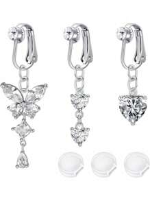 AVYRING 3-5PCS Golden Fake Belly Piercing Fake Belly Ring For Women Fake Belly Button Piercing Clip On Belly Button Rings Fake Navel Ring Non Piercing