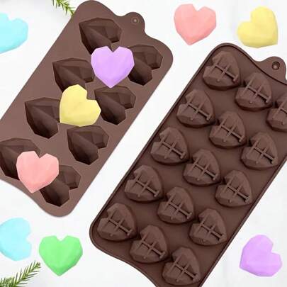 1 pieza Molde para hornear chocolate con forma de corazón, molde de silicona 3D, molde para dulces, molde para pudin, herramienta de horneado, accesorio de cocina, decoración del Día de San Valentín, regalos del Día de San Valentín