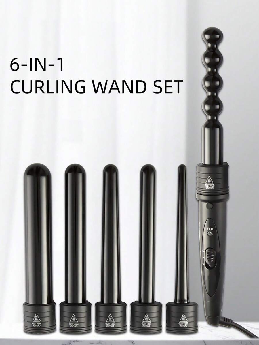 HONGYUPRO 6-In-1 Curling Iron Set, Includes 32mm, 25mm, Pearl 25mm, 19mm, 18-25mm, 9-18mm Interchangeable Barrels. Easy To Operate With LED Indicator And 2 Heat Settings, Comes With 1 Pair Of Protective Gloves, EU Standard. - EU C Type Plug(220-240V) - View 1