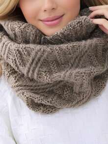 1 pieza Bufanda circular de punto de invierno para mujer - Multicolor - Ver 3