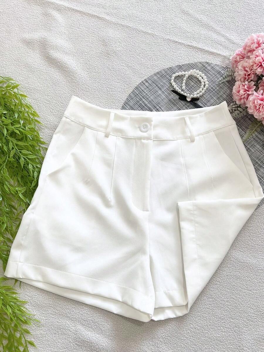Women's Tailored Shorts With Button Bag - 白色 - 查看 1