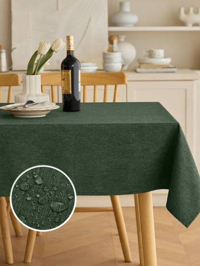1pc Solid Color Linen Tablecloth For Dining Table, Suitable For Wedding, Home Decor, Banquet, Outdoor