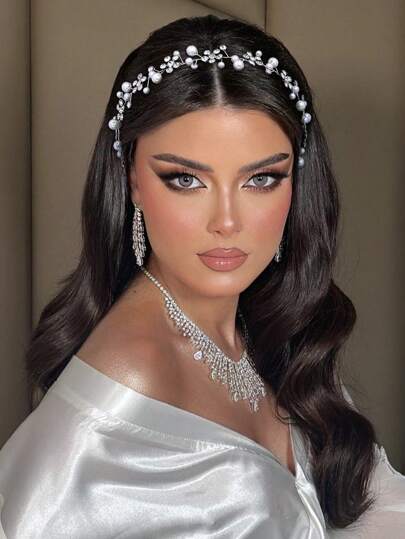 Bride Minimalist Floral Crown Rhinestone Ornaments Lightweight Elegant Hairband, Wedding Dress Accessory, HP730