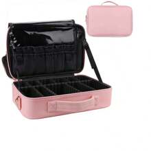 Travel Makeup Train Case Makeup Cosmetic Case Organizer Portable Artist Storage Bag With Adjustable Dividers For Cosmetics Makeup Brushes Toiletry Jewelry Digital Accessories Black - Black - View 12