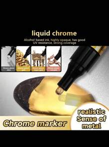 1 stuk Chrome Marker Zilver Goud Marker Pen Voor Kaarten, Posters, Steenmokken, Keramiek, Glas, Metaal Ambachtelijke Verf Pen