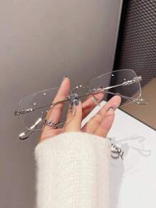 1pair Women Rimless Fashion Eyeglasses Clear Lens For A Vintage Look Clear Glasses Accessories Glasses Accessories For Women