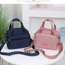 简约时尚单肩妈咪包新款斜跨包单肩包时尚大容量多层防水牛津通勤手提包配可调节肩带，旅行包 - 彩色 - 查看 3