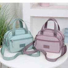 简约时尚单肩妈咪包新款斜跨包单肩包时尚大容量多层防水牛津通勤手提包配可调节肩带，旅行包 - 彩色 - 查看 1