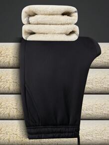 Herren einfarbige, Basic, warme Fleece-Jogginghose mit Kordelzug für den Alltag, für Herbst und Winter