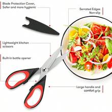 Kéo nhà bếp đa năng bằng thép không gỉ, kéo gia dụng có vỏ, có thể cắt xương gà, mở nắp chai, rau, trái cây và thịt - Nhiều màu - Xem 3
