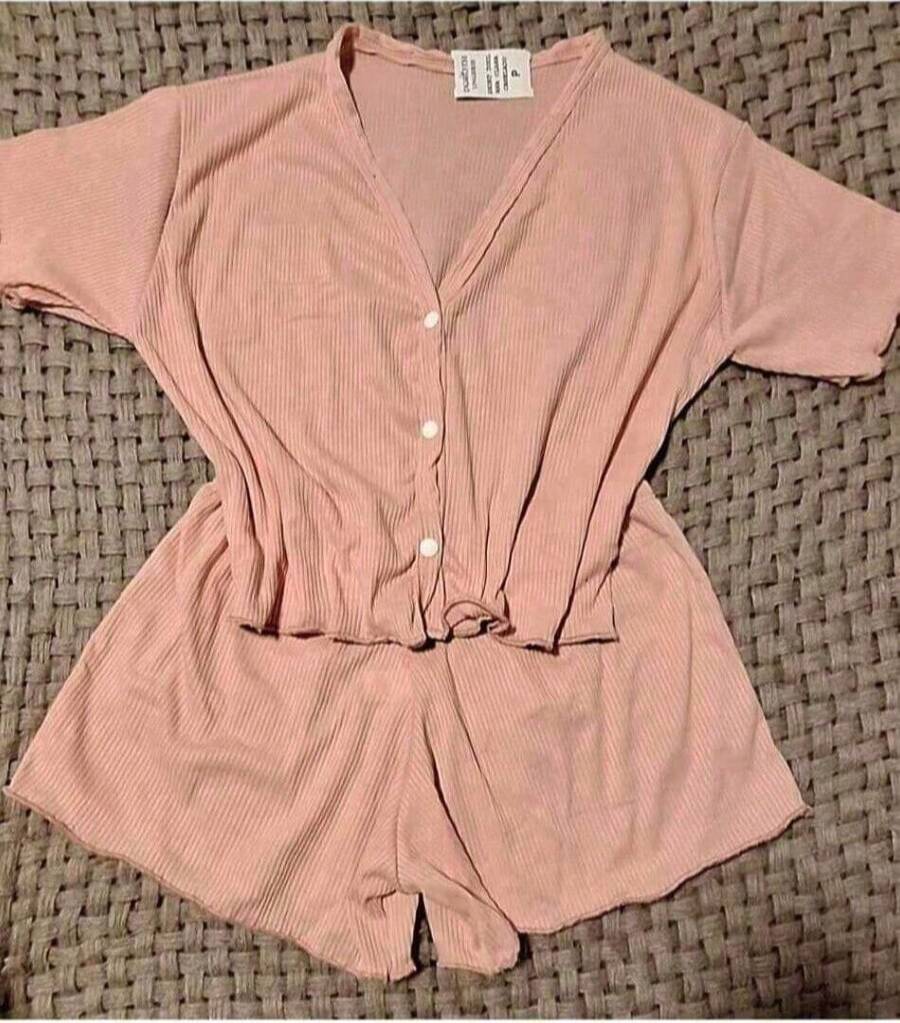 Comfort & Style Baby Doll Set - Premium Ribbed Fabric - 乾枯玫瑰色 - 查看 1