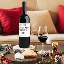 6 nhãn chai rượu vui nhộn, thiết kế Ho Ho Ho, nhãn chai rượu vui nhộn Happily, nhãn dán chai rượu sâm panh để trang trí tiệc Giáng sinh, hoàn hảo cho lễ kỷ niệm lễ hội - Nhiều màu - Xem 4