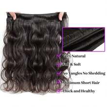 KAPELLI Body Wave Human Hair Bundles 100g Per Bundle 100% Human Hair Sew In Weaves 8-26 Inch Natutral Color 1/3/4 Bundles Virgine Human Hair Extention - Natural & Black - View 6