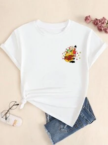 Christmas Cotton T-Shirt Women's Blouse Breathable Comfortable Printed Premium T-Shirt Classic Modern Style - 白色 - 查看 2