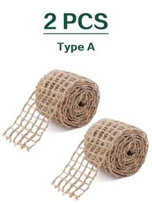 4 件圣诞粗麻布丝带，2 米/卷天然黄麻布 - 蕾丝丝带网状粗麻布丝带婚礼丝带装饰工艺包装丝带适用于节日派对 DIY 手工艺术家家居装饰包装、婚礼圣诞节装饰礼物用于缝纫 - 彩色 - 查看 12