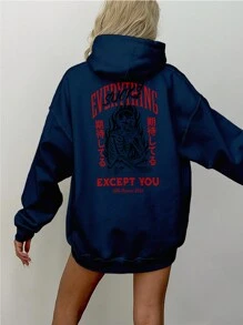 Sweatshirt Rock Skate Streetwear Fire Skull Print Over Premim Cotton Cang 0269 VEST NERD - Màu xanh hải quân - Xem 6