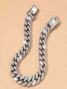 Tobillera con cadena cubana de rombos brillantes de 12 mm con colgante de mariposa pavé de circonitas completo - Joyería de tobillera de lujo con brillo para mujer - Estilo hip hop, ajustable, duradera y cómoda de llevar