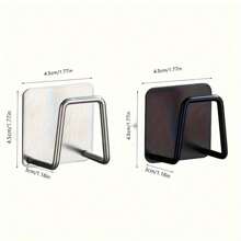 2 件黑色/银色不锈钢厨房水槽收纳架，自粘式免钻孔海绵架和沥水盘，壁挂式毛巾和配件收纳挂钩，防锈防水水槽收纳架 - 彩色 - 查看 2