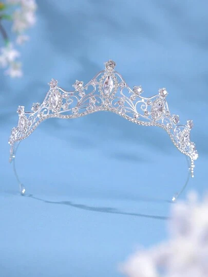 1件装女士优雅公主3D皇冠发箍，精致奢华水晶水钻新娘婚礼发饰头饰发箍，可作头饰、伴娘礼物、派对造型、发饰、女士发饰