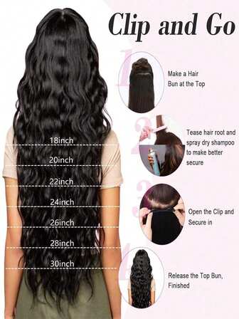 18/20/24/28 Inch Ladies Bb Clip Big Wave Curly Hair Extension Seven Piece Set Wig Hair Extension