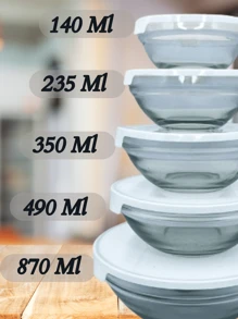 5 Round Glass Airtight Jars With Lids, Black, Red Or White - 白色 - 查看 2