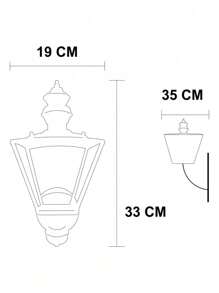 Lampara De Pared, Luz Ideal, Farol 4 Lados Para Muro. - Negro - Ver 4