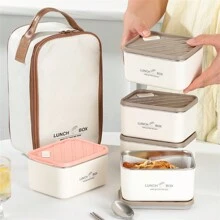 Juego de fiambrera de acero inoxidable 304 con bolsa aislante, diseño sencillo, adecuado para el almuerzo en el trabajo/escuela, cafetería, almacenamiento de alimentos en el refrigerador, apto para lavavajillas, útiles escolares