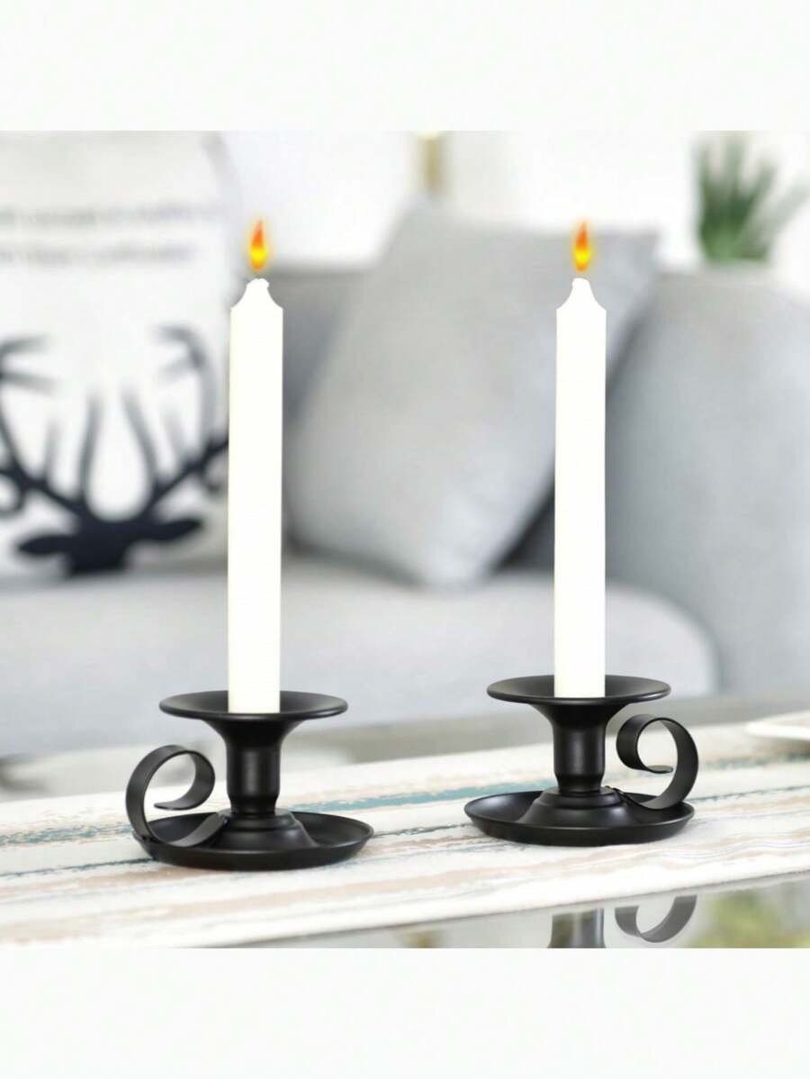 1 件/2 件铁质手持烛台，适用于浪漫晚餐，桌面装饰烛台，适用于婚礼、餐厅、酒吧、派对 - 非常适合情人节装饰、婚礼装饰、新年装饰、派对装饰