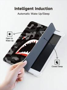 Ayotu 鲨鱼和豹纹保护套适用于三星 Galaxy Tab/IPad、IPad 第 9/8/7 代 10.2 英寸、新款 IPad 第 10 代保护套、具有自动唤醒/睡眠功能、四角防摔 - 彩色 - 查看 5