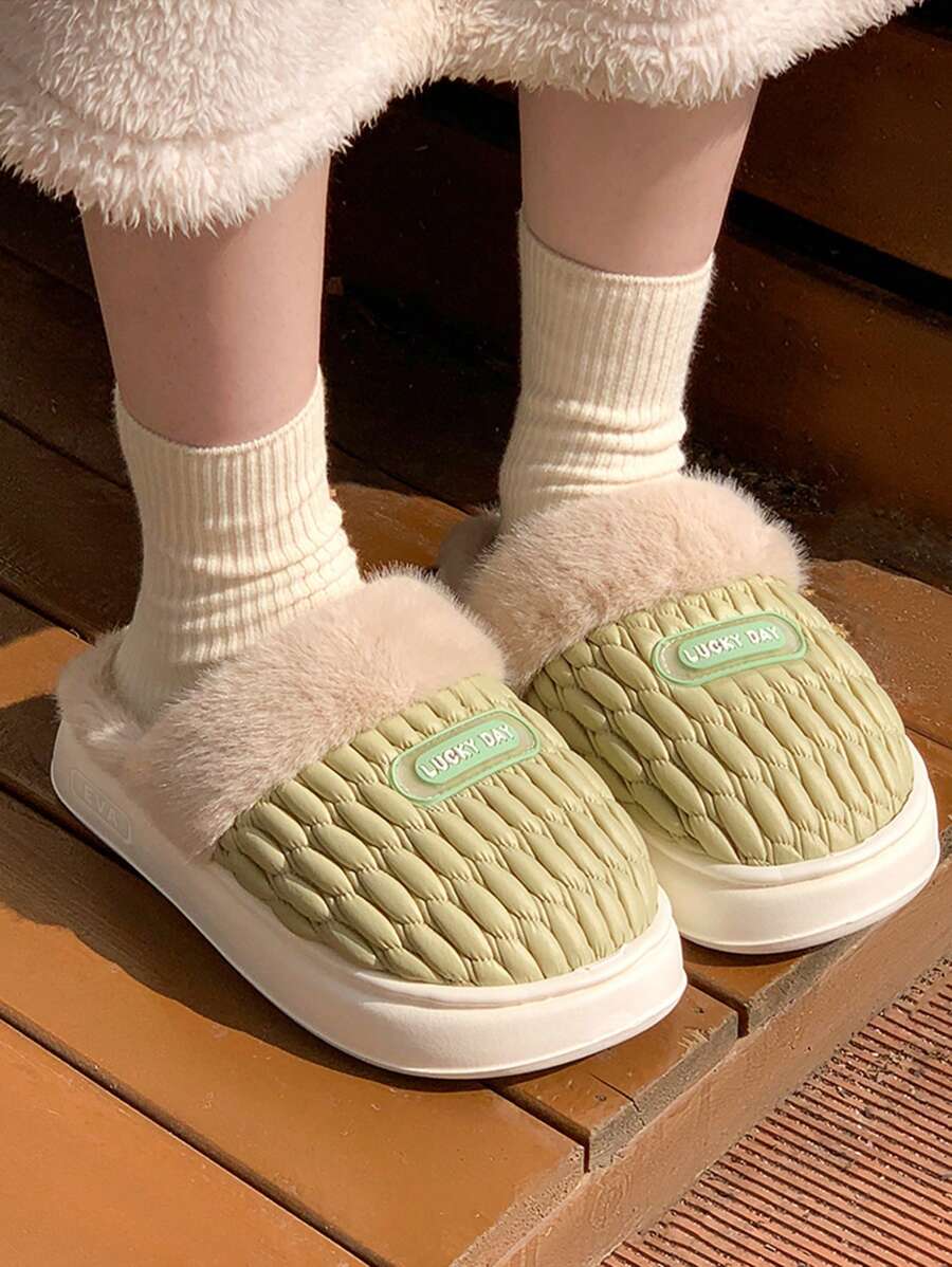 1 Đôi Dép Đế Dày Eva Cho Nữ, Dép Đi Trong Nhà Thời Trang, Dép Đi Trong Nhà Mềm Mại Tối Giản, Dép Đi Trong Nhà Thường Ngày, Dép Đi Trong Nhà Ấm Áp Mềm Mại Cho Mùa Thu/Đông, Dép Đế Dày Chống Trượt - màu xanh lá - Xem 1