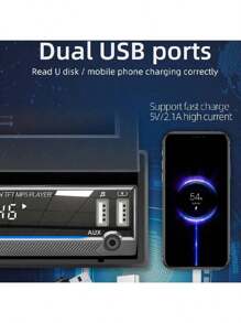 7" Car Stereo MP5 Player Radio Single 1 DIN USB Flip Out Touch Screen Bluetooth USB AUX SWC Type C Camera Head Unit