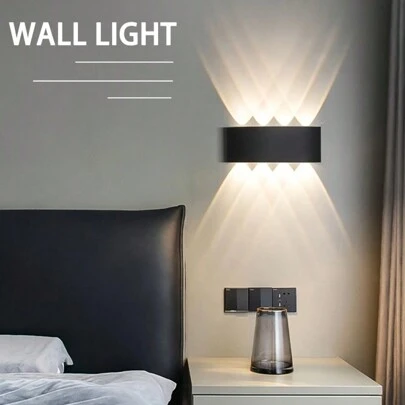 2盏现代暖光壁灯，卧室床头灯，走廊上下照明装饰灯，适用于楼梯、客厅、车库、装饰墙面