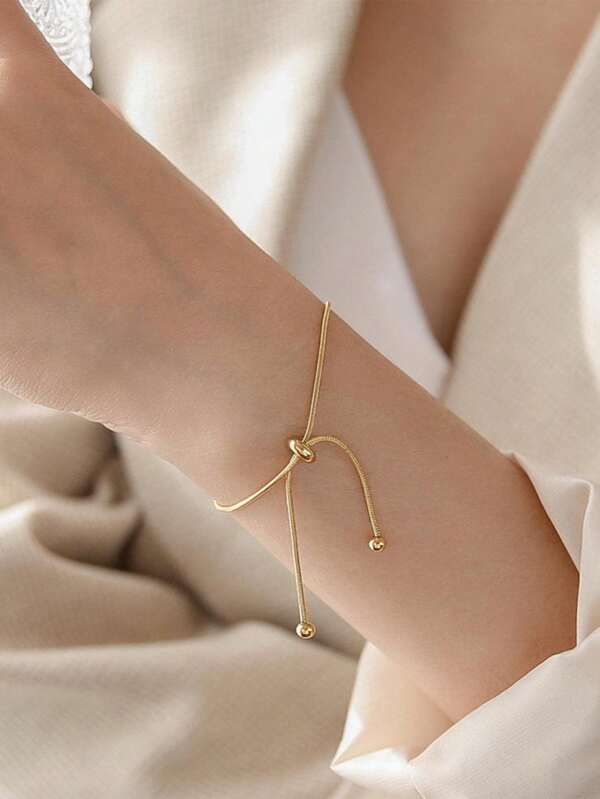 1 pieza Brazalete minimalista de mujer con hueso de serpiente, longitud ajustable, resistente a la decoloración, adecuado para uso diario