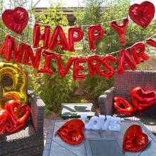 Bộ 30 quả bóng bay lá nhôm hình trái tim rỗng màu đỏ 'Happy Anniversary', thích hợp cho lễ kỷ niệm, ngày lễ tình nhân, trang trí phòng - ngày kỷ niệm màu đỏ - Xem 6