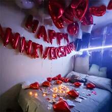 Bộ 30 quả bóng bay lá nhôm hình trái tim rỗng màu đỏ 'Happy Anniversary', thích hợp cho lễ kỷ niệm, ngày lễ tình nhân, trang trí phòng - ngày kỷ niệm màu đỏ - Xem 5