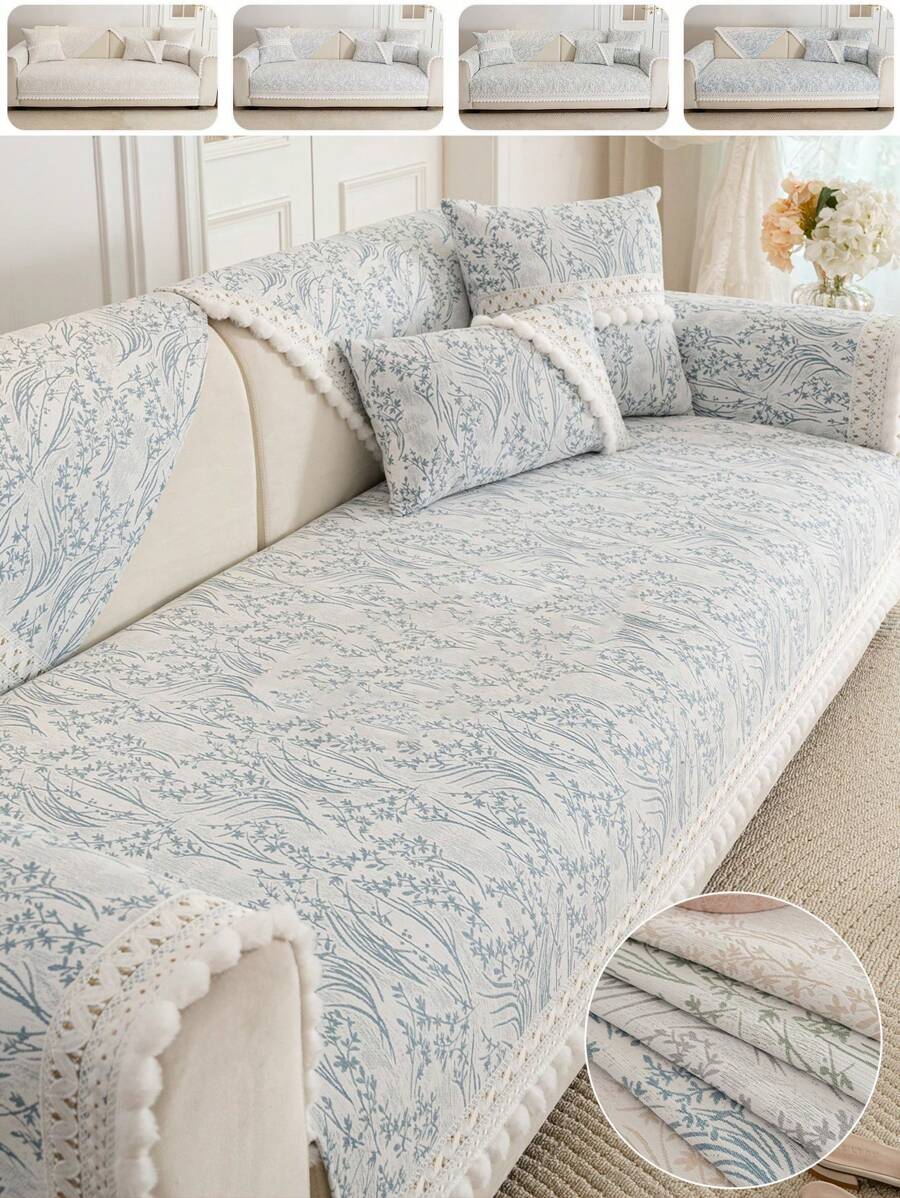 1pc Chenille Jacquard Sofa Cover , Couch Protector For Four Seasons, Universal Furniture Cover For Bedroom, Office, Living Room Home Decor Gifts Birthday Graduation - Multicolor - View 1