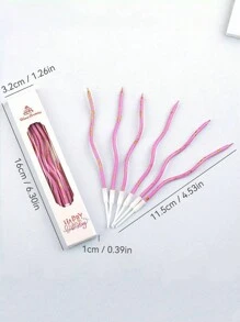 6 件/12 件弧形彩色蜡烛、生日蜡烛、蛋糕装饰插件、蛋糕装饰、烘焙用品、烘焙装饰品 - 粉紅色 - 查看 7