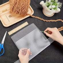 1/2/5 件塑料网眼帆布袋片塑料袋形网罩 DIY 工艺手提包配件亚克力纱线工艺针织 - 白色 - 查看 5