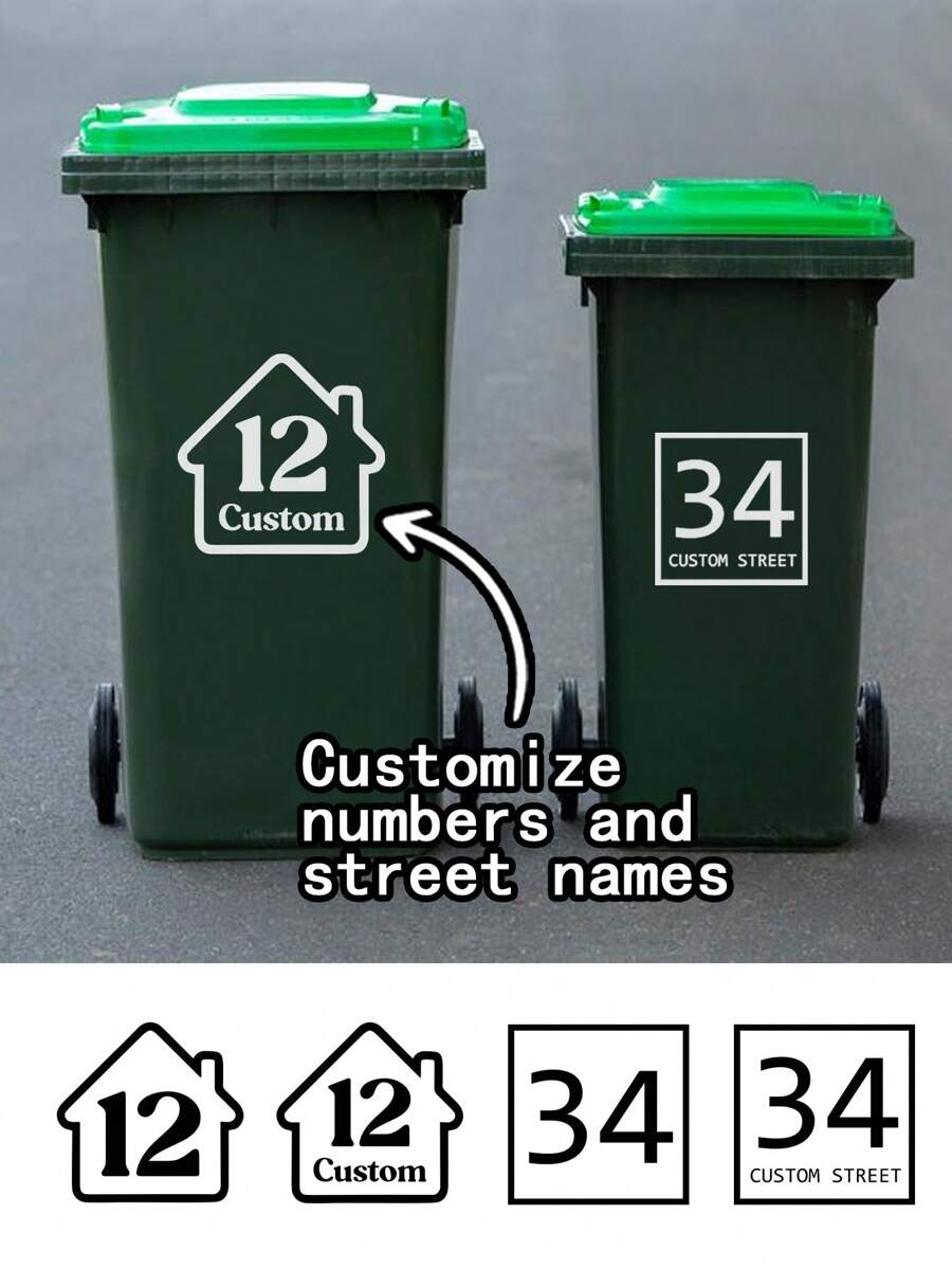 1 pieza Pegatinas personalizadas para etiqueta de número de casa, etiqueta de dirección, etiqueta personalizada para usar en botes de basura, entrada de la puerta, decoración del hogar, artículos esenciales del hogar, decoración navideña, renovación otoñal del hogar