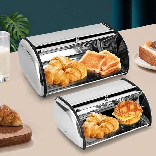 5L/10L Brotkasten Edelstahl, Küche Brotbox mit Aufrollbaren Deckels und Belüftungslöcher