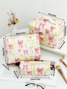 1 Stück/Set beige Schleife gesteppter Kosmetiktasche, farbenfroher Schleifendesign Mode Lässig tragbare Kosmetiktasche, multifunktional, einfache Kosmetiktasche, großer Stauraum, kann auch für Accessoires wie Geldbörsen verwendet werden, Geschenk zum Geburtstag, Weihnachten, Valentinstag. Schulsachen, Reiseaccessoires, Kosmetiktasche, Feiertags-Essentials, Kosmetiktasche-Beutel, Kosmetik Organizer, Feiertage, Winter, Leopardenprint Dackel Geschenke für Frauen - Pink - Übersicht 10