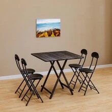 Living And Home Folding Wooden Dining Table - Black 70cm W x 70cm D x 74cm H - 查看 3