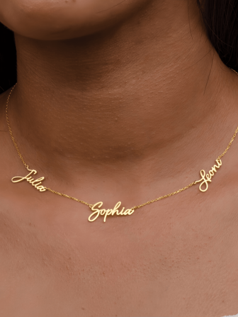 1pc Gold Rose Gold Custom Personalized Family Necklace Multiple Name Necklace Three Name Necklace Delicate Name Necklace Mother's Day Gift For Women Party Birthday Jewelry Gift For Couples Gold, Pink Stylish, Fall Fashion For Birthdays, For Father's Day, For Daily Wear, For Party, For Birthdays, For Party, School Supplies, Back To School, For Office