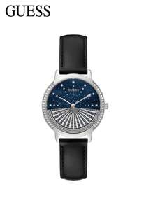 Guess Ladies Quarz Round Watch Dual Tone Galaxy Dial Black Leather Strap Business Casual Fashion Ladies Watch Luxury Elegant Valentine Gift GW0377L1