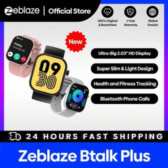  Reloj inteligente Zeblaze Btalk Plus con llamadas de voz, pantalla a color HD de 2.03", seguimiento de salud y acondicionamiento físico, impermeable, pulsera deportiva para hombres y mujeres
