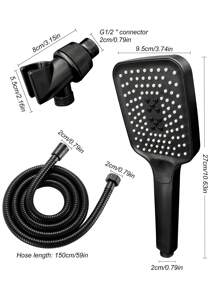 High Pressure Handheld Shower Head, 3 Modes Shower ,With 1.5m Shower Hose,Showerarm Bracket,Black