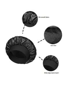 2/4 pezzi Cuffia da notte in seta, cuffie da notte in raso, cuffia da notte in seta con fascia elastica morbida, avvolgimento per capelli in seta per capelli ricci (Nero e Rosa)