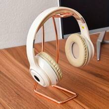 1 Stück Metall Kopfhörer Ständer für den Schreibtisch, geeignet für alle Kopfhörergrößen, gold/rosegold