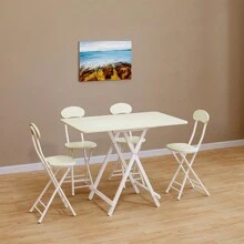 Living And Home Folding Wooden Dining Table - White 100cm W X 60cm D X 74cm H - View 3